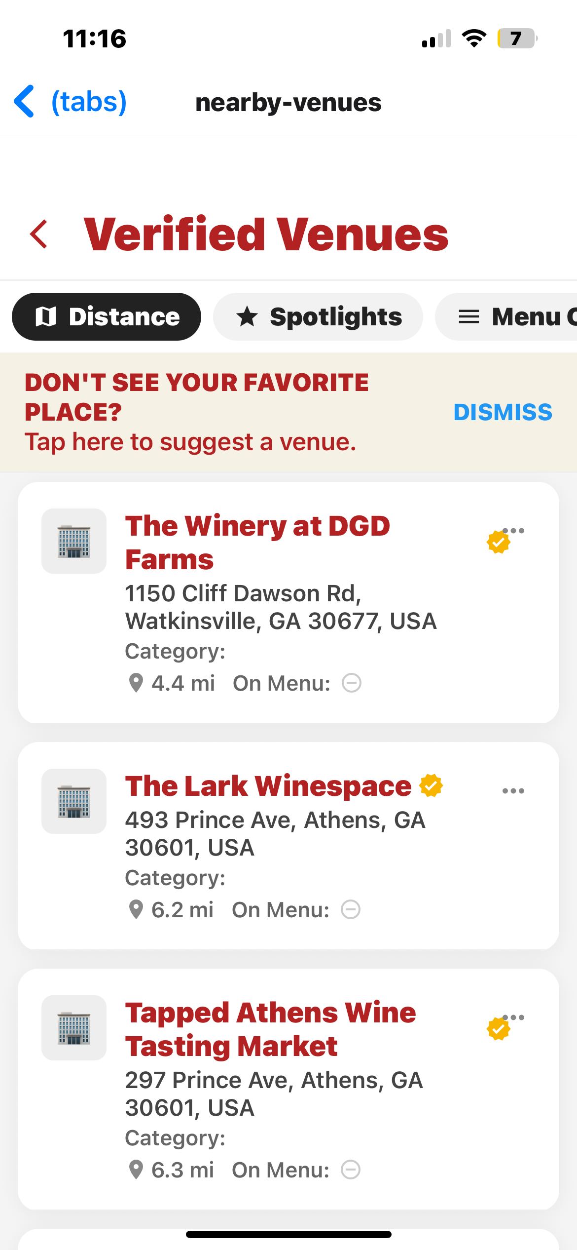 Verified Venues